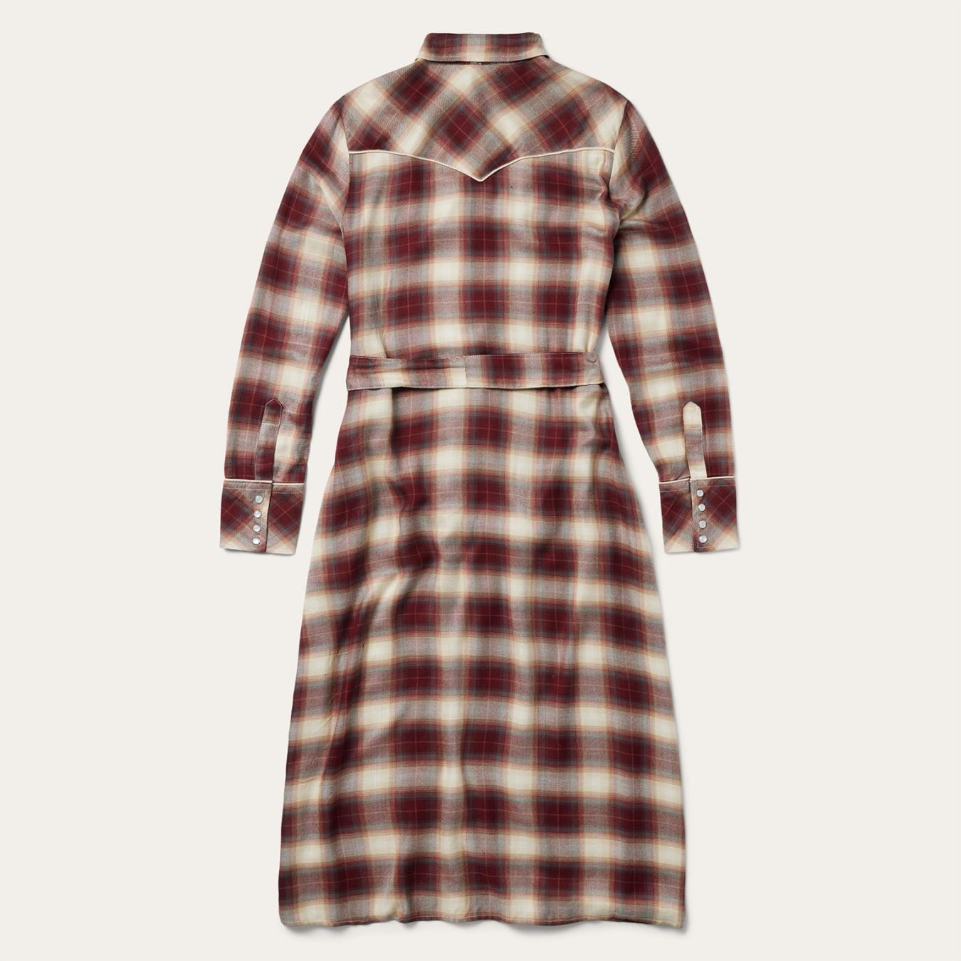 Women Shirt Dresses Stetson Black Cherry Plaid Shirt Dress Red