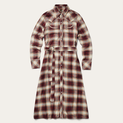 Women Shirt Dresses Stetson Black Cherry Plaid Shirt Dress Red