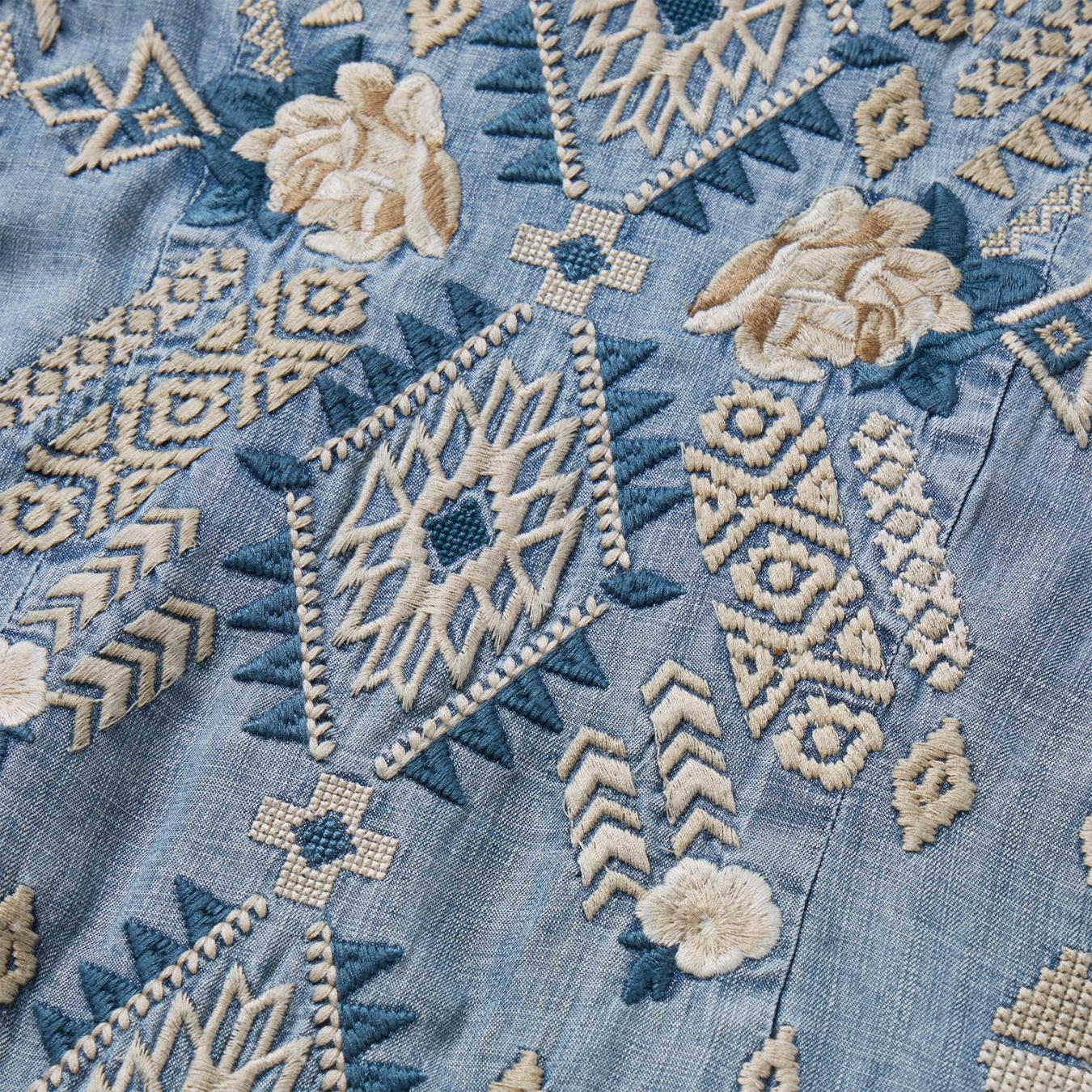 Women Shirt Dresses Stetson Embroidered Denim Twill Shirt Dress Blue