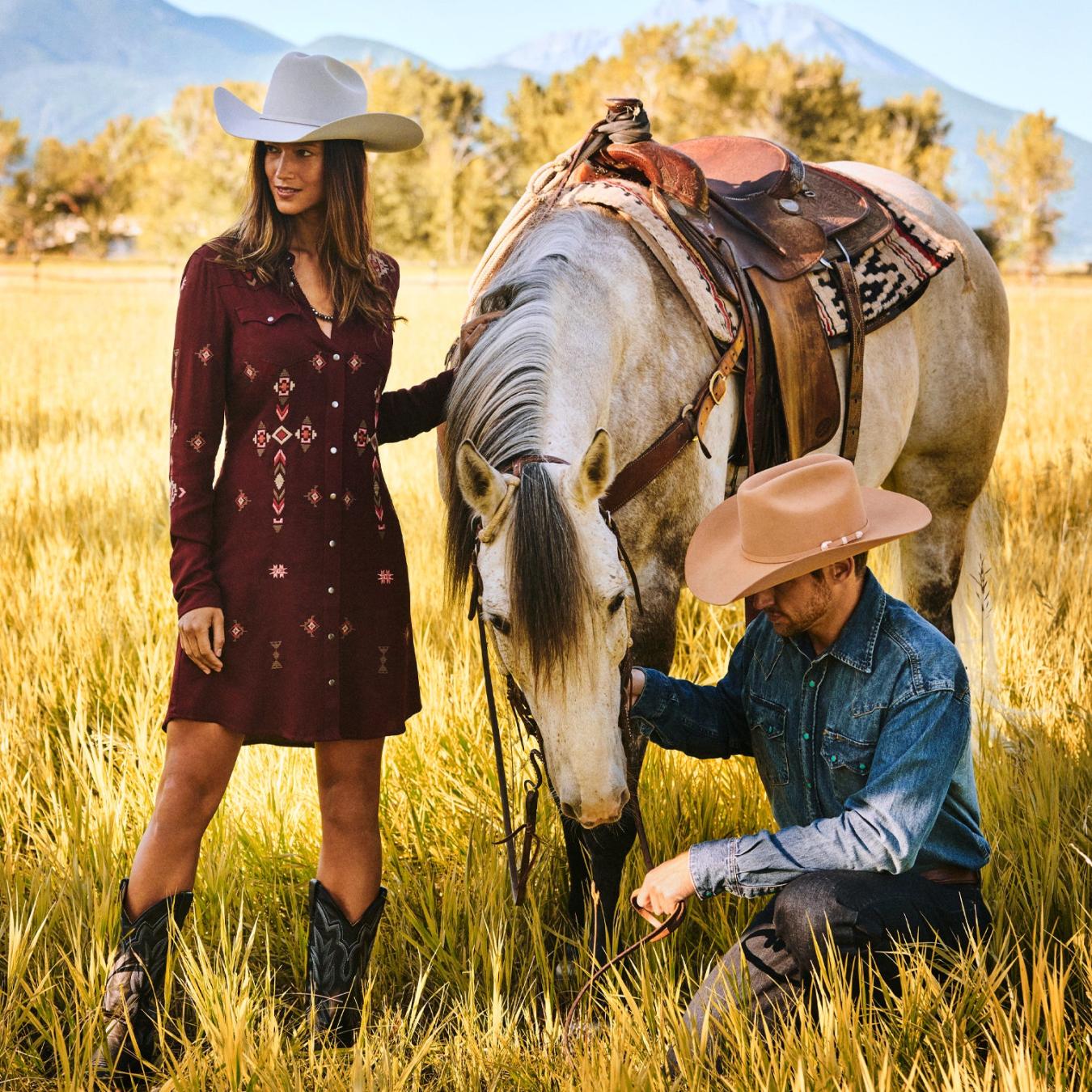 Women Shirt Dresses Stetson Embroidered Shirt Dress Wine