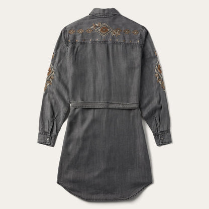 Women Shirt Dresses Stetson Embroidered Snap Front Shirt Dress Black
