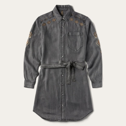 Women Shirt Dresses Stetson Embroidered Snap Front Shirt Dress Black