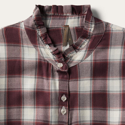 Women Shirt Dresses Stetson Gaucho Plaid Prairie Shirt Dress Wine