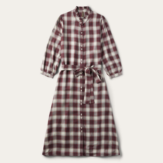 Women Shirt Dresses Stetson Gaucho Plaid Prairie Shirt Dress Wine