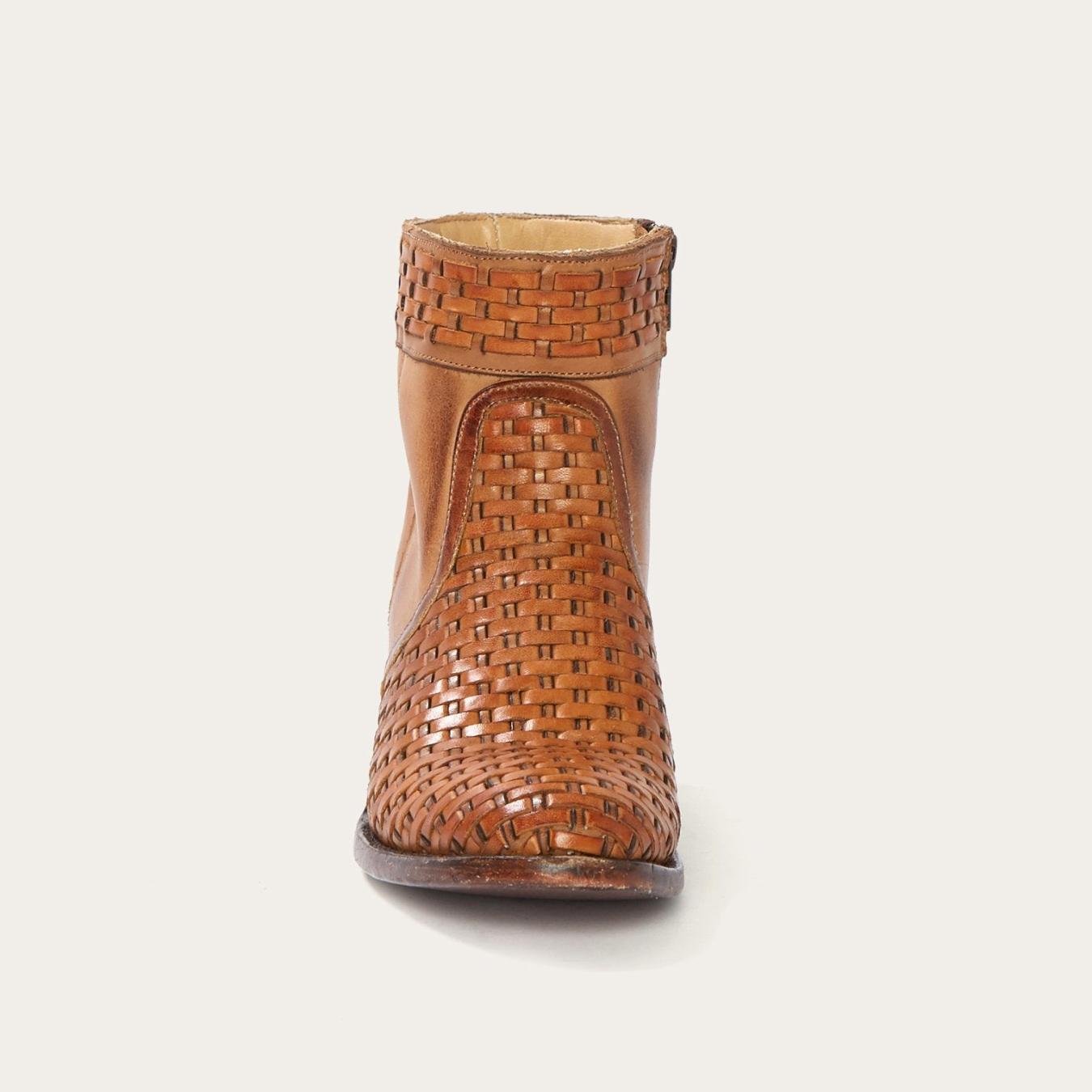 Women Shorties Stetson Basketweave Side Zip Ankle Boot Brown