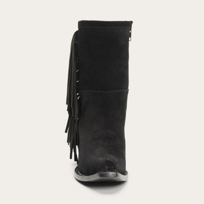 Women Shorties Stetson Halle Suede Fringe Side Zip Boot Black