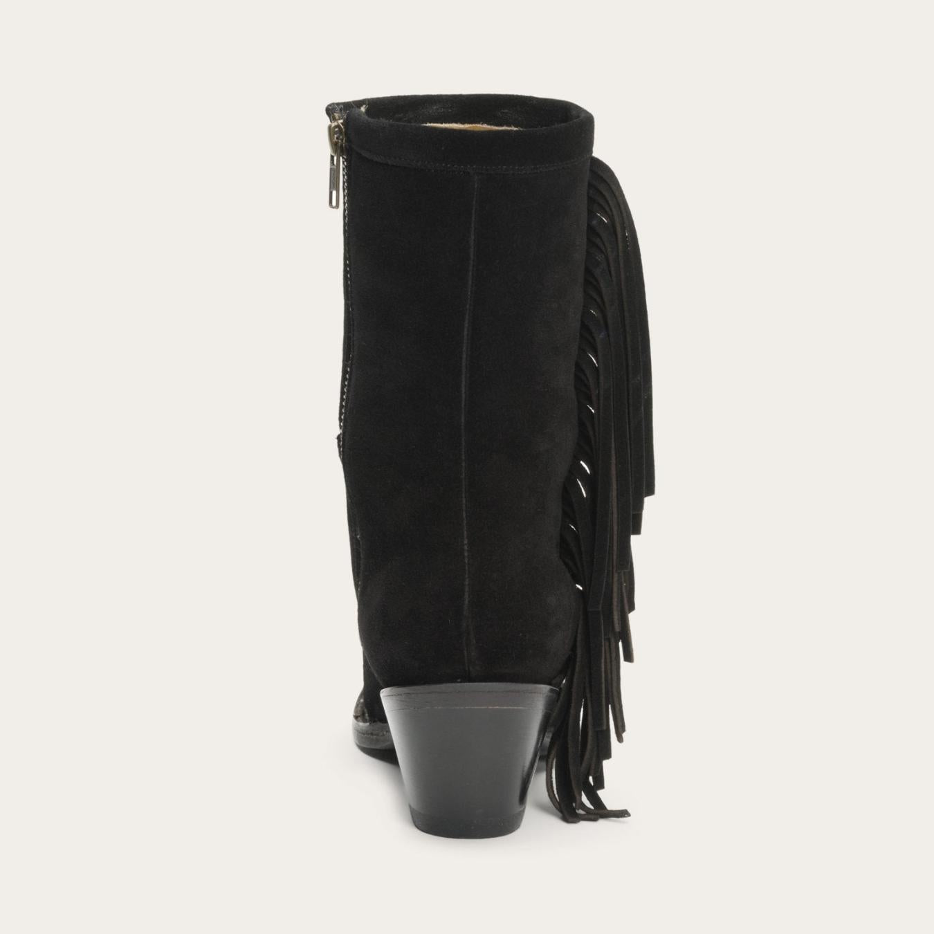 Women Shorties Stetson Halle Suede Fringe Side Zip Boot Black