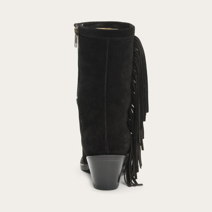 Women Shorties Stetson Halle Suede Fringe Side Zip Boot Black