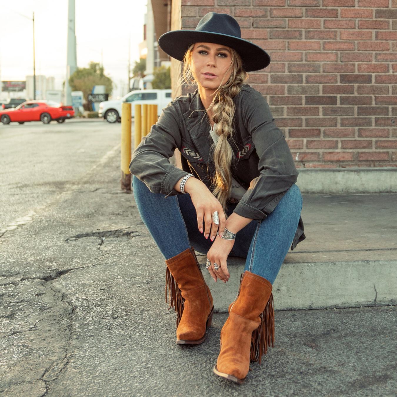 Women Shorties Stetson Halle Suede Fringe Side Zip Boot Brown