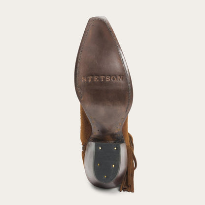 Women Shorties Stetson Halle Suede Fringe Side Zip Boot Brown