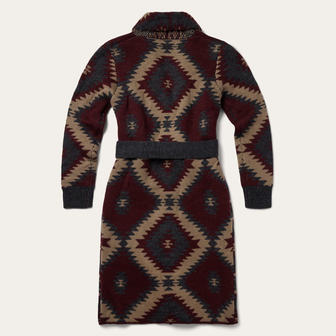 Women Sweaters Stetson Aztec Duster Sweater Wine