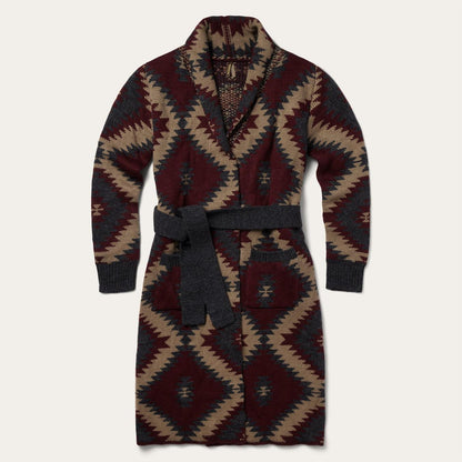 Women Sweaters Stetson Aztec Duster Sweater Wine