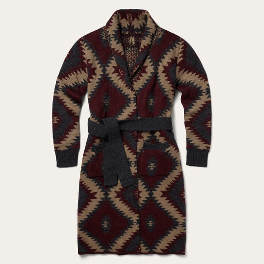 Women Sweaters Stetson Aztec Duster Sweater Wine