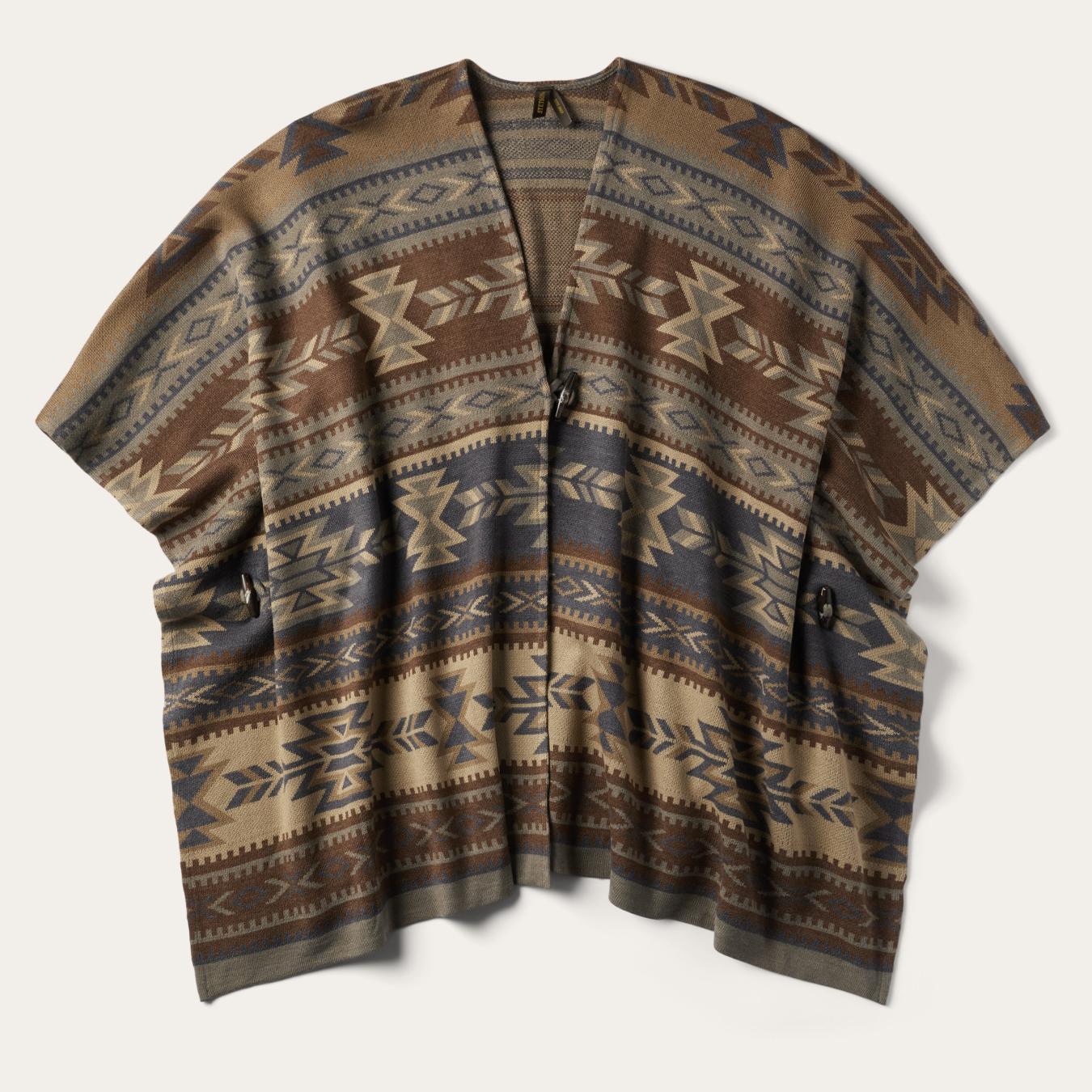 Women Sweaters Stetson Aztec Print Sweater Poncho Multi