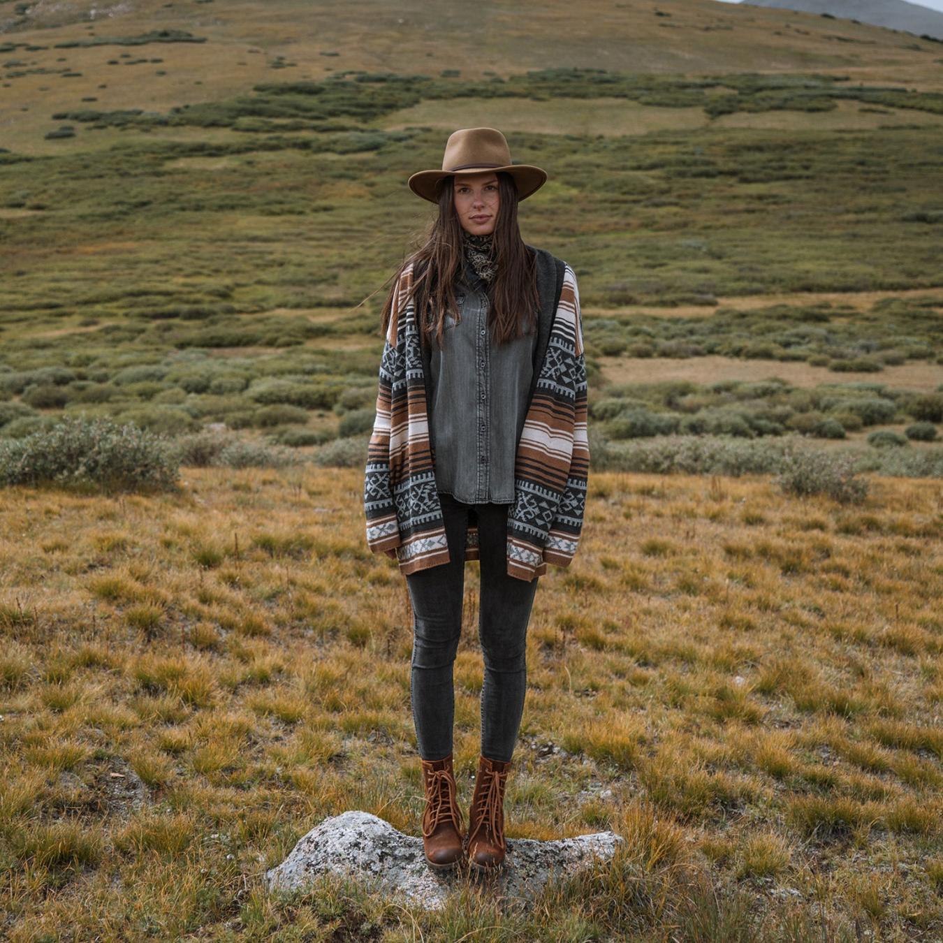 Women Sweaters Stetson Brown Serape Belted Cardigan Brown