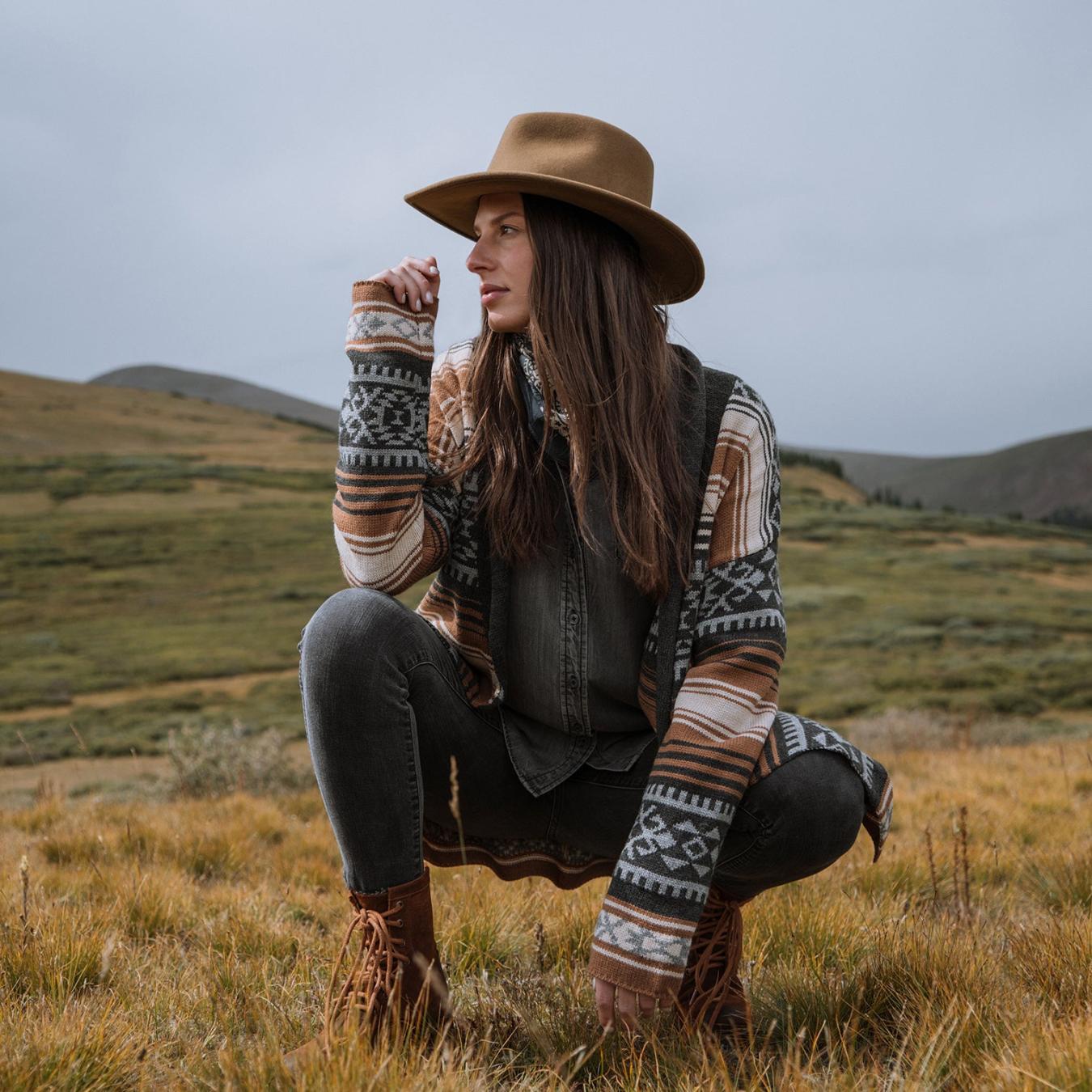 Women Sweaters Stetson Brown Serape Belted Cardigan Brown