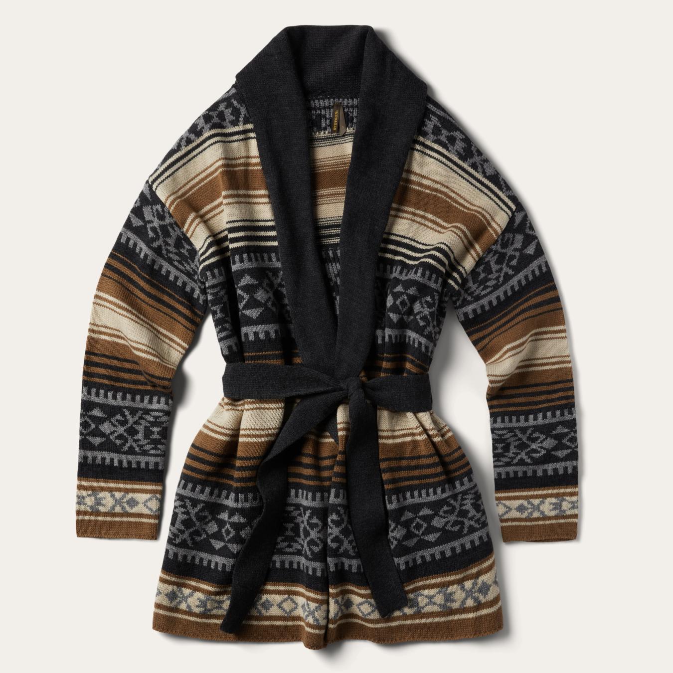 Women Sweaters Stetson Brown Serape Belted Cardigan Brown