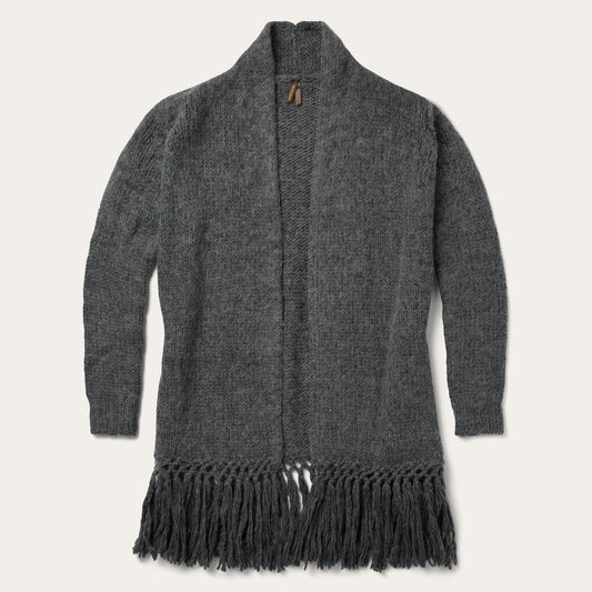 Women Sweaters Stetson Charcoal Fringed Cardigan Grey