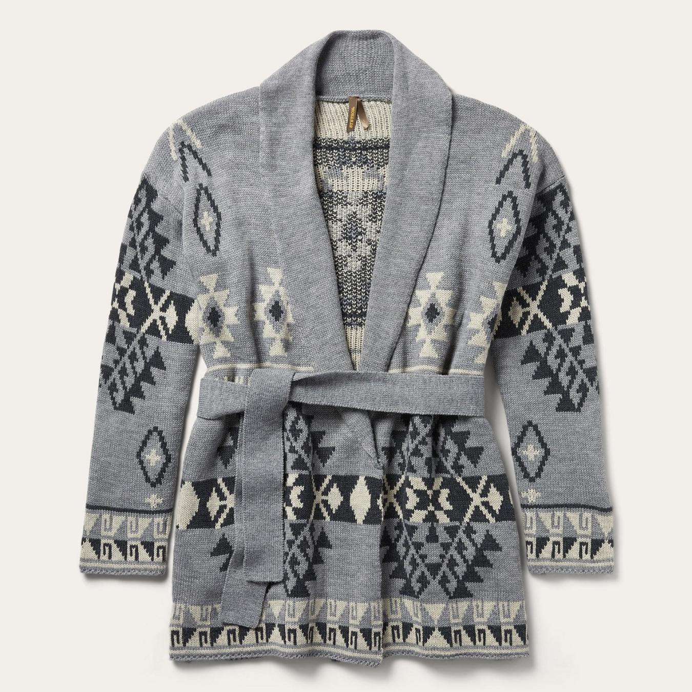 Women Sweaters Stetson Chunky Knit Tie Sweater In Grey Grey