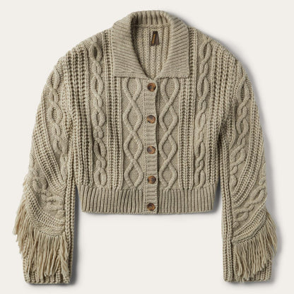 Women Sweaters Stetson Cream Fringed Cardigan Tan