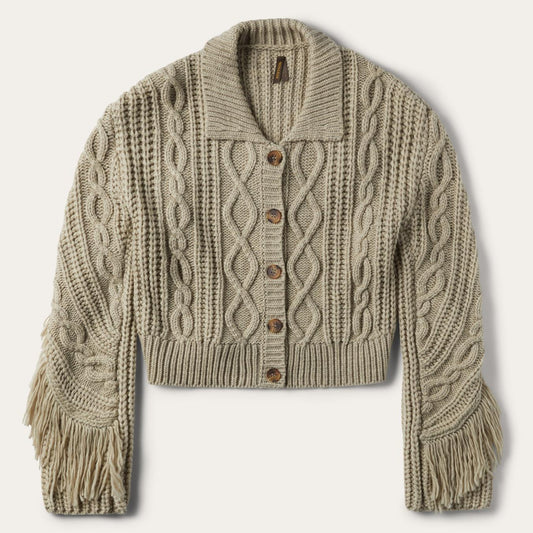 Women Sweaters Stetson Cream Fringed Cardigan Tan