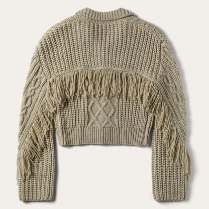 Women Sweaters Stetson Cream Fringed Cardigan Tan