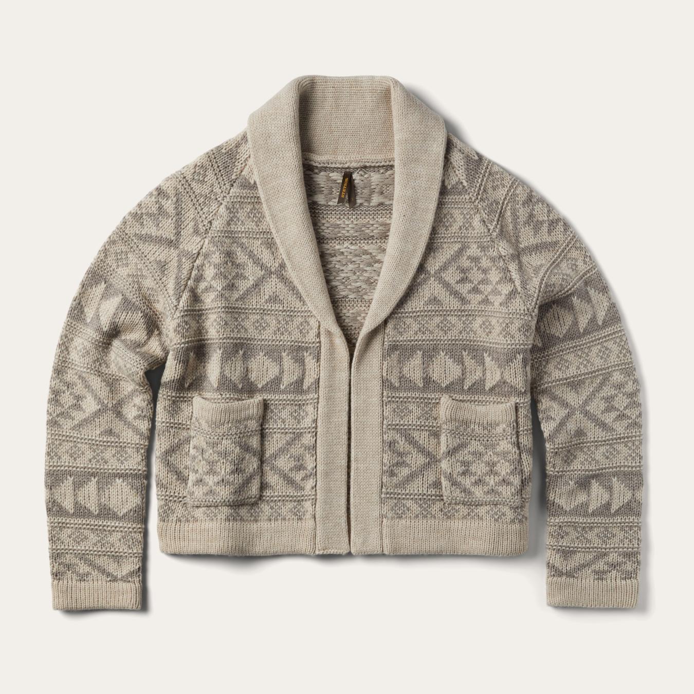 Women Sweaters Stetson Cropped Shawl Collar Cardigan Brown