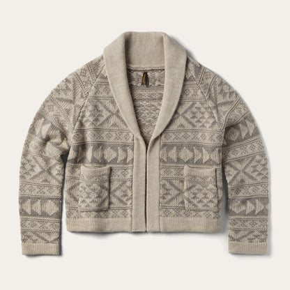 Women Sweaters Stetson Cropped Shawl Collar Cardigan Brown