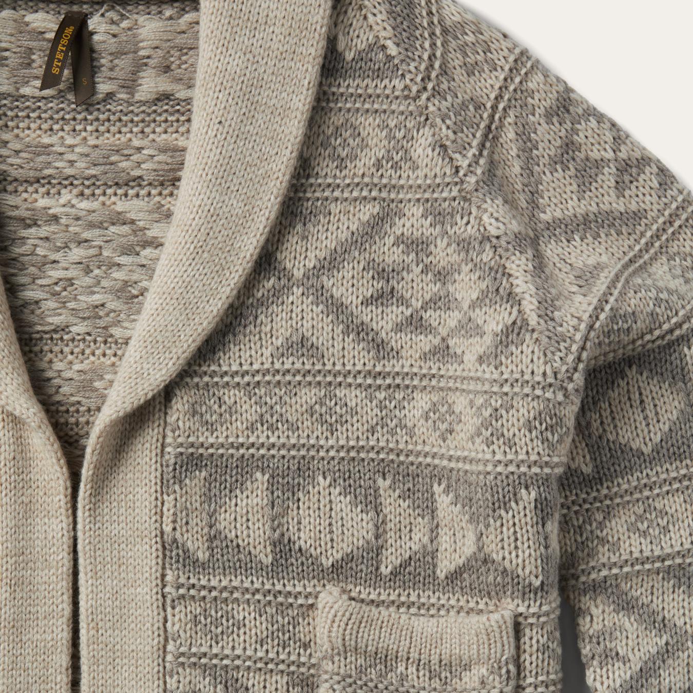 Women Sweaters Stetson Cropped Shawl Collar Cardigan Brown
