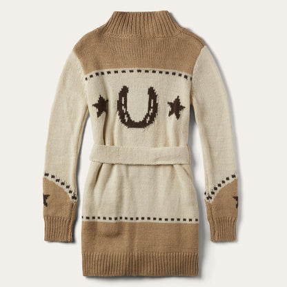 Women Sweaters Stetson Horseshoe & Star Belted Cardigan White