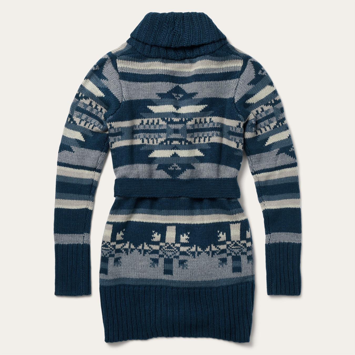 Women Sweaters Stetson Indigo Aztec Belted Cardigan Blue