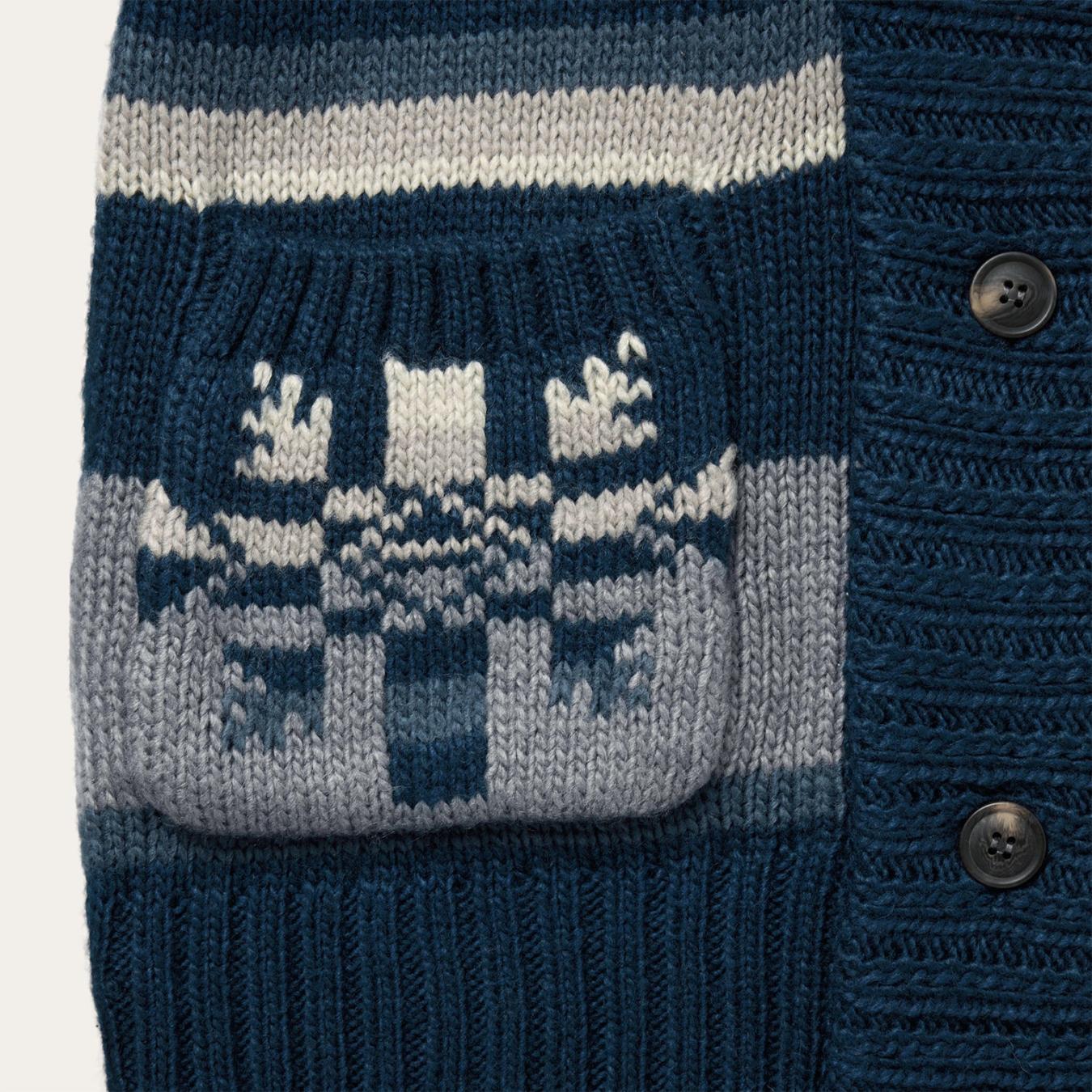 Women Sweaters Stetson Indigo Aztec Belted Cardigan Blue