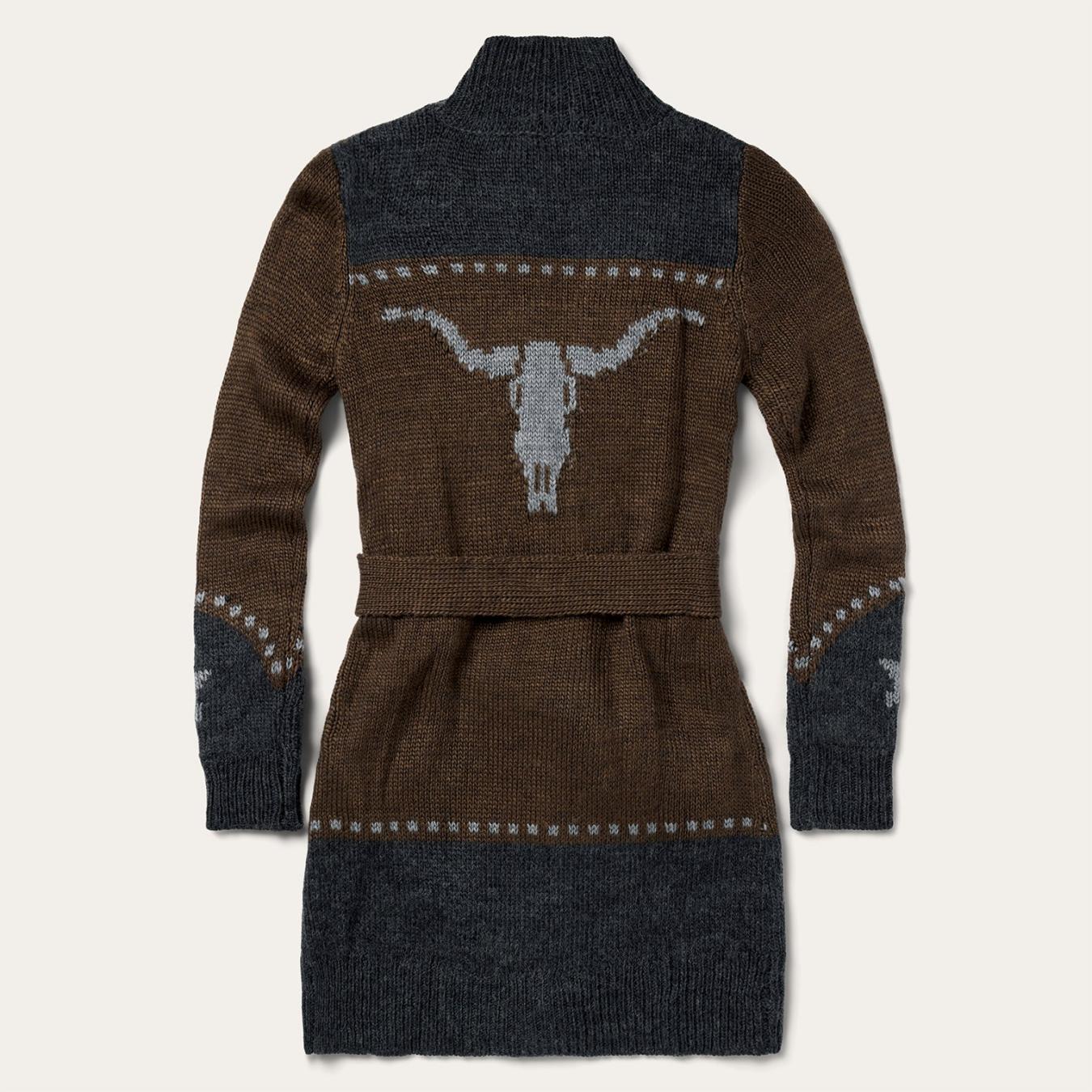 Women Sweaters Stetson Vintage Steer Head Cardigan Brown