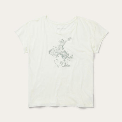 Women Tees Stetson Bucking Cowgirl Graphic Tee White