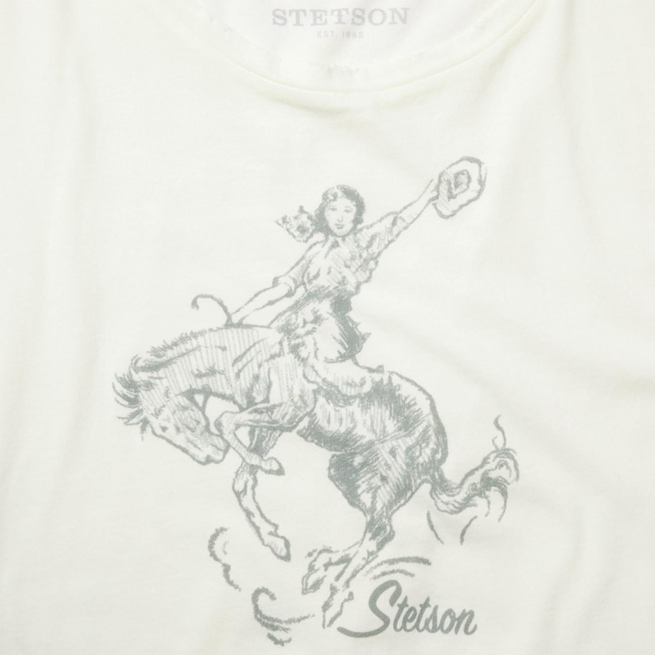 Women Tees Stetson Bucking Cowgirl Graphic Tee White