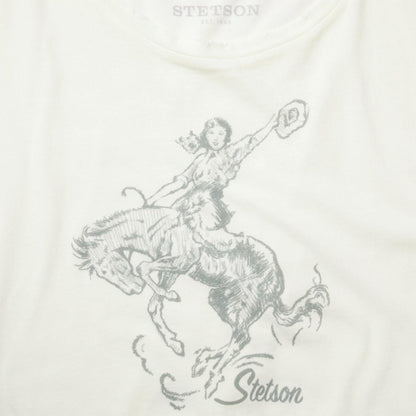 Women Tees Stetson Bucking Cowgirl Graphic Tee White