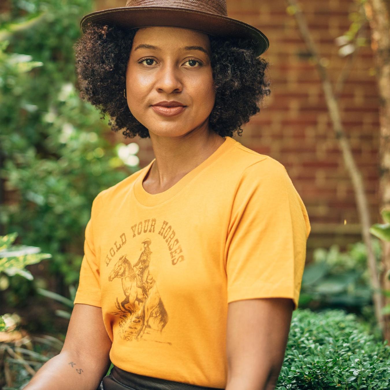 Women Tees Stetson Hold Your Horses Graphic Tee Yellow