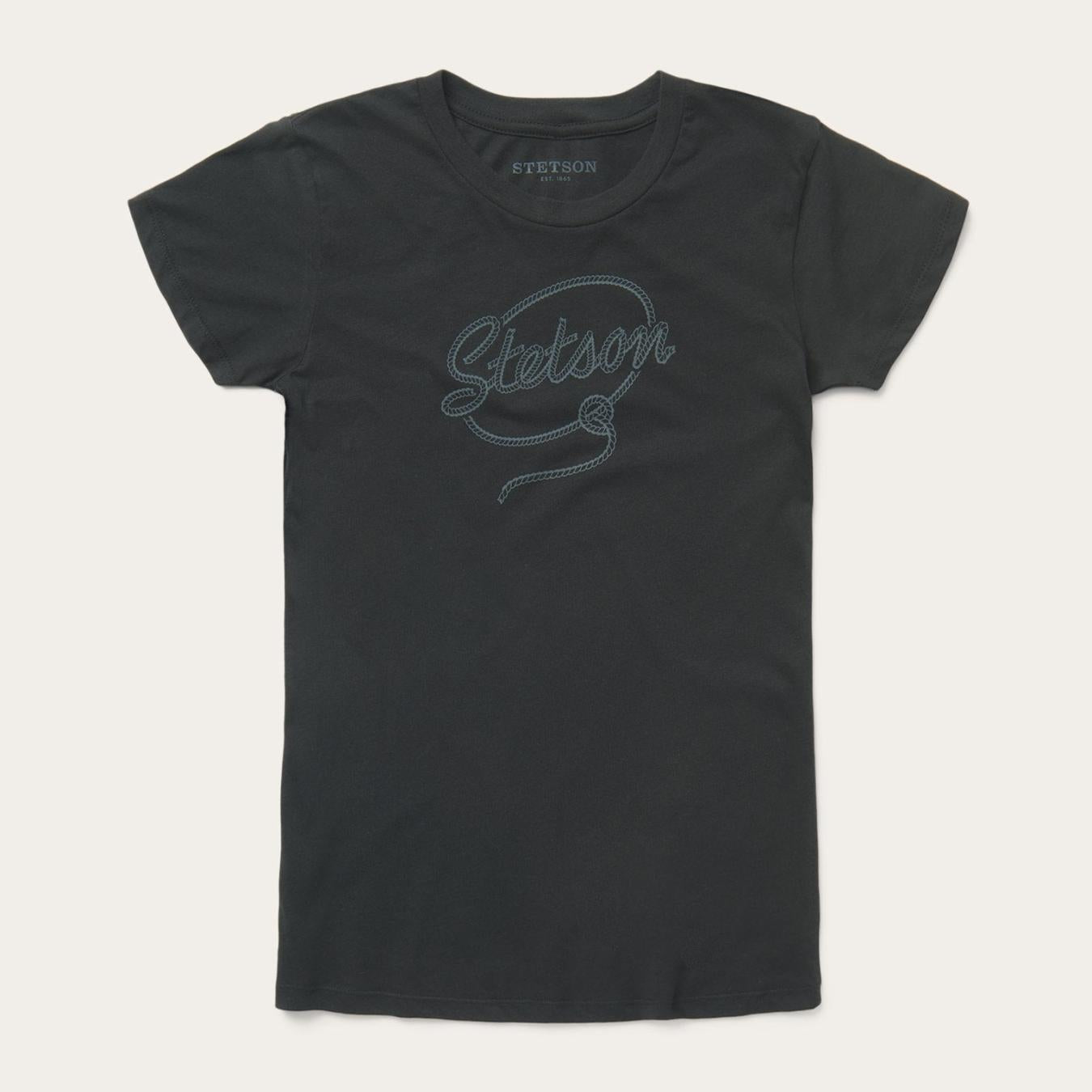 Women Tees Stetson Rope Print Graphic Tee Black