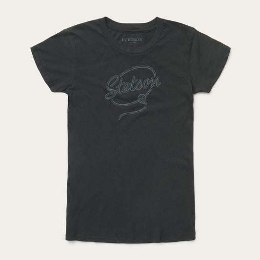 Women Tees Stetson Rope Print Graphic Tee Black