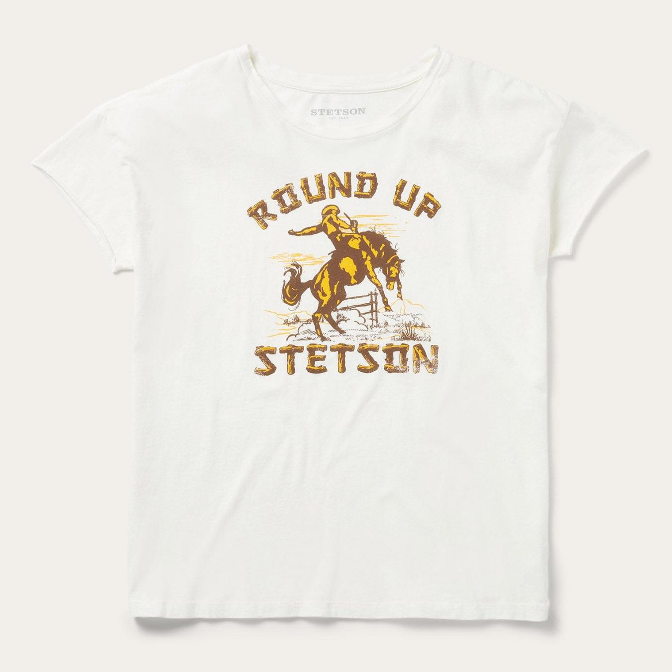 Women Tees Stetson "Round Up" Stetson Vintage Tee White