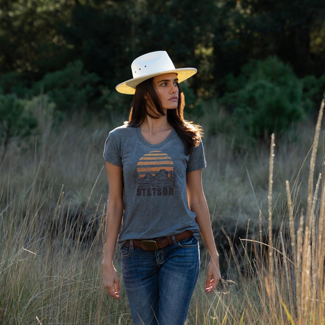 Women Tees Stetson Sunset Graphic Tee Grey