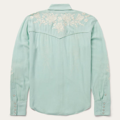 Women Western Shirts Stetson Aqua Crepe Western Shirt Blue