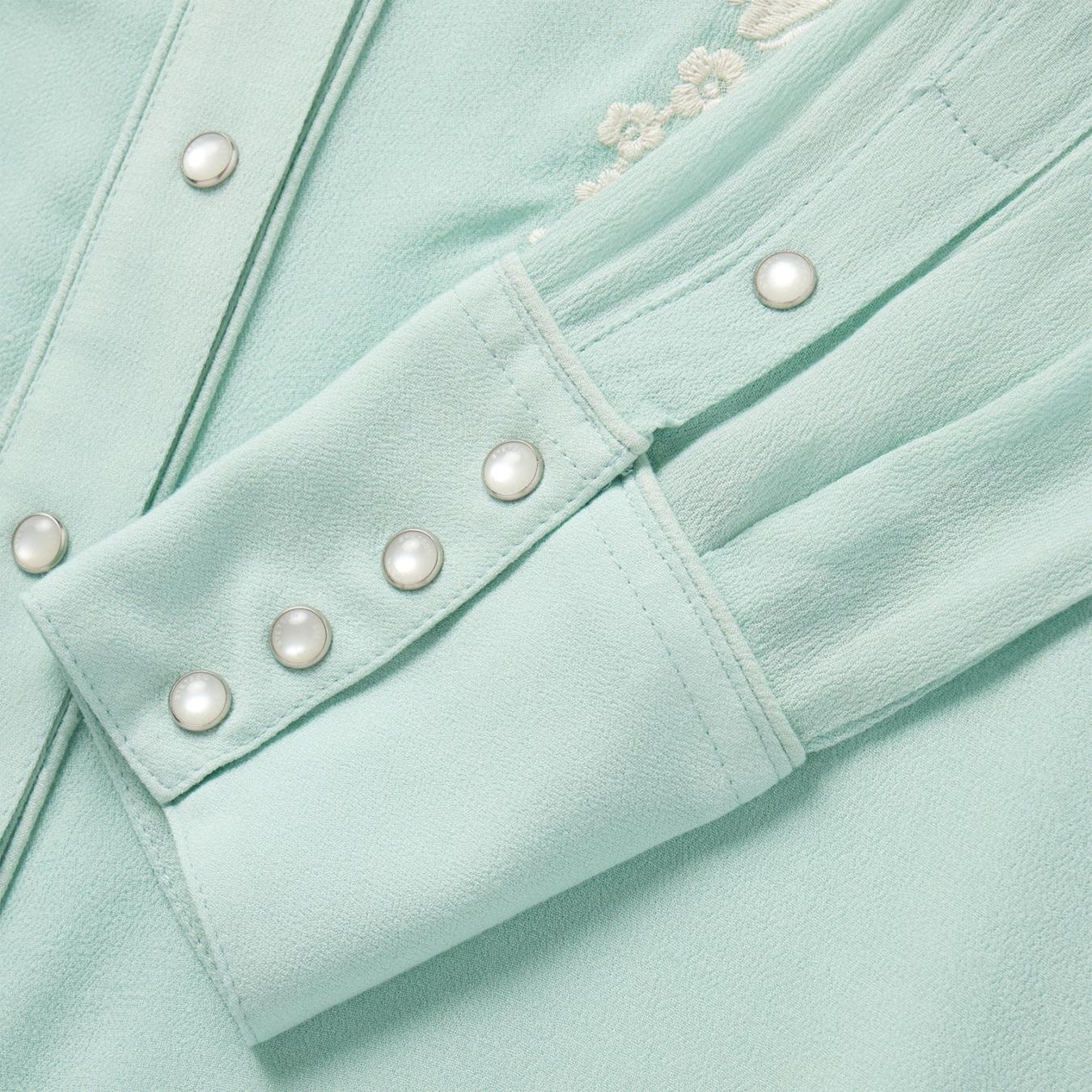 Women Western Shirts Stetson Aqua Crepe Western Shirt Blue