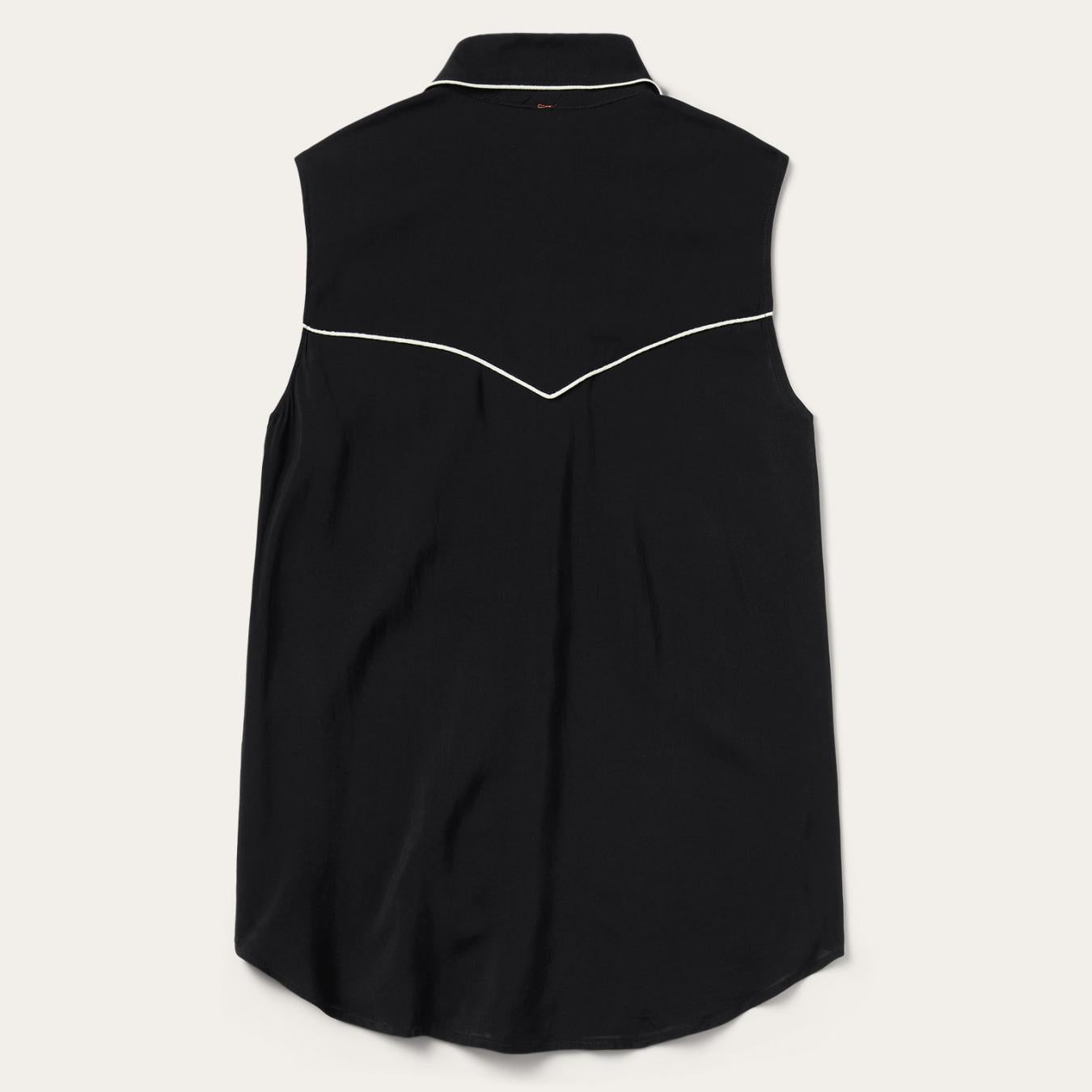 Women Western Shirts Stetson Black Sleeveless Western Shirt Black