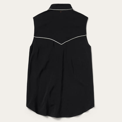 Women Western Shirts Stetson Black Sleeveless Western Shirt Black