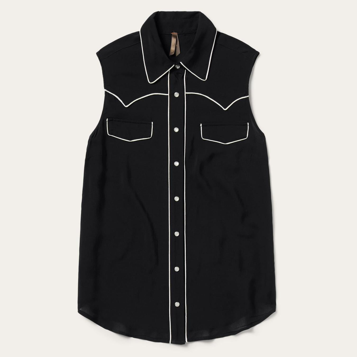 Women Western Shirts Stetson Black Sleeveless Western Shirt Black