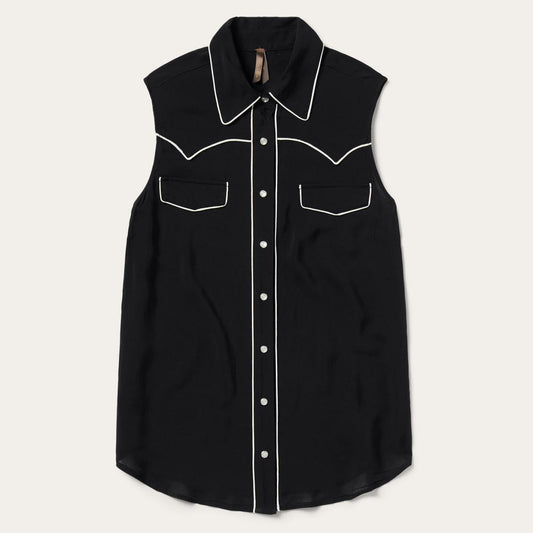Women Western Shirts Stetson Black Sleeveless Western Shirt Black
