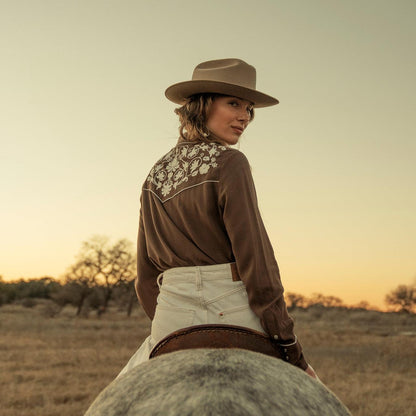 Women Western Shirts Stetson Classic Western Snap Shirt Brown