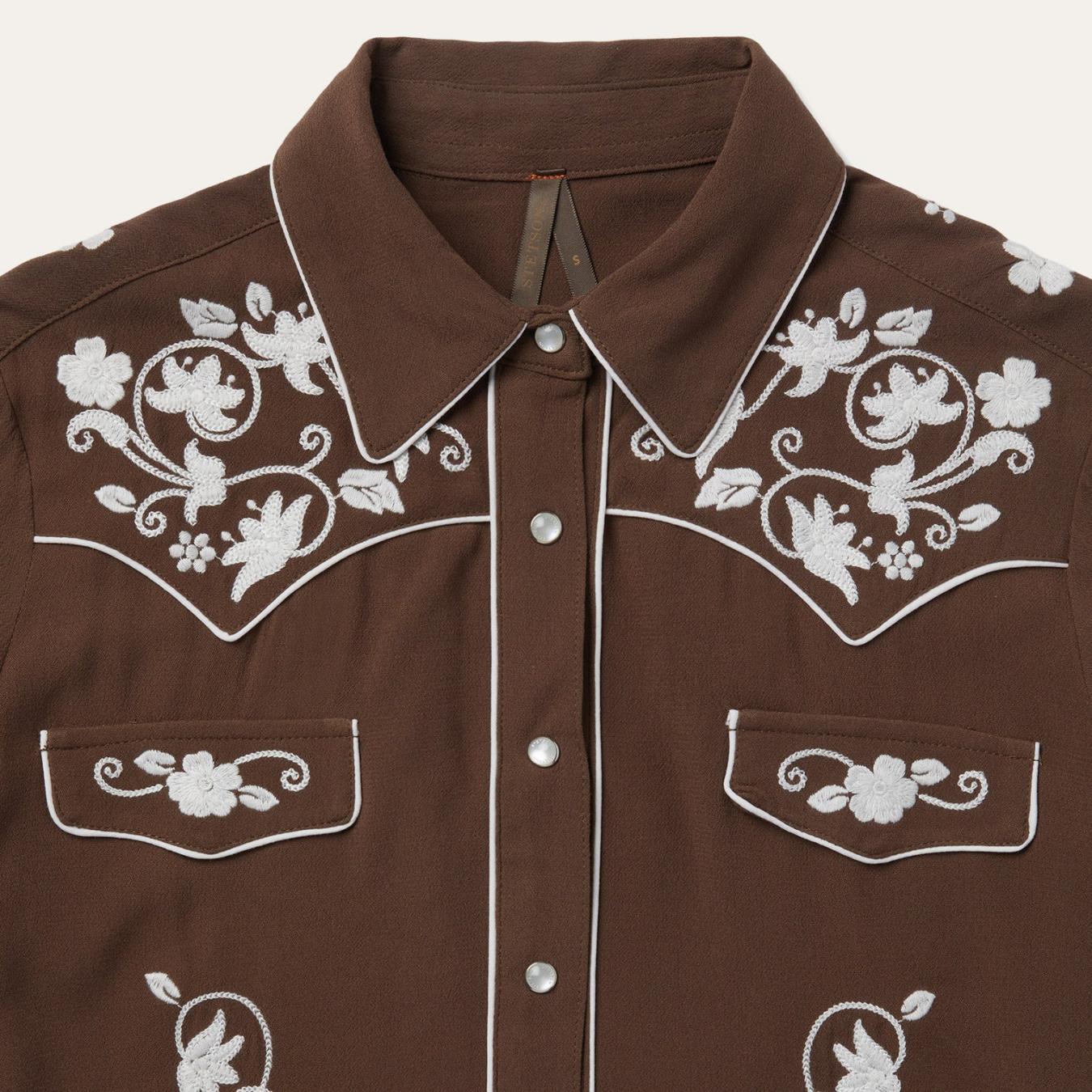 Women Western Shirts Stetson Classic Western Snap Shirt Brown