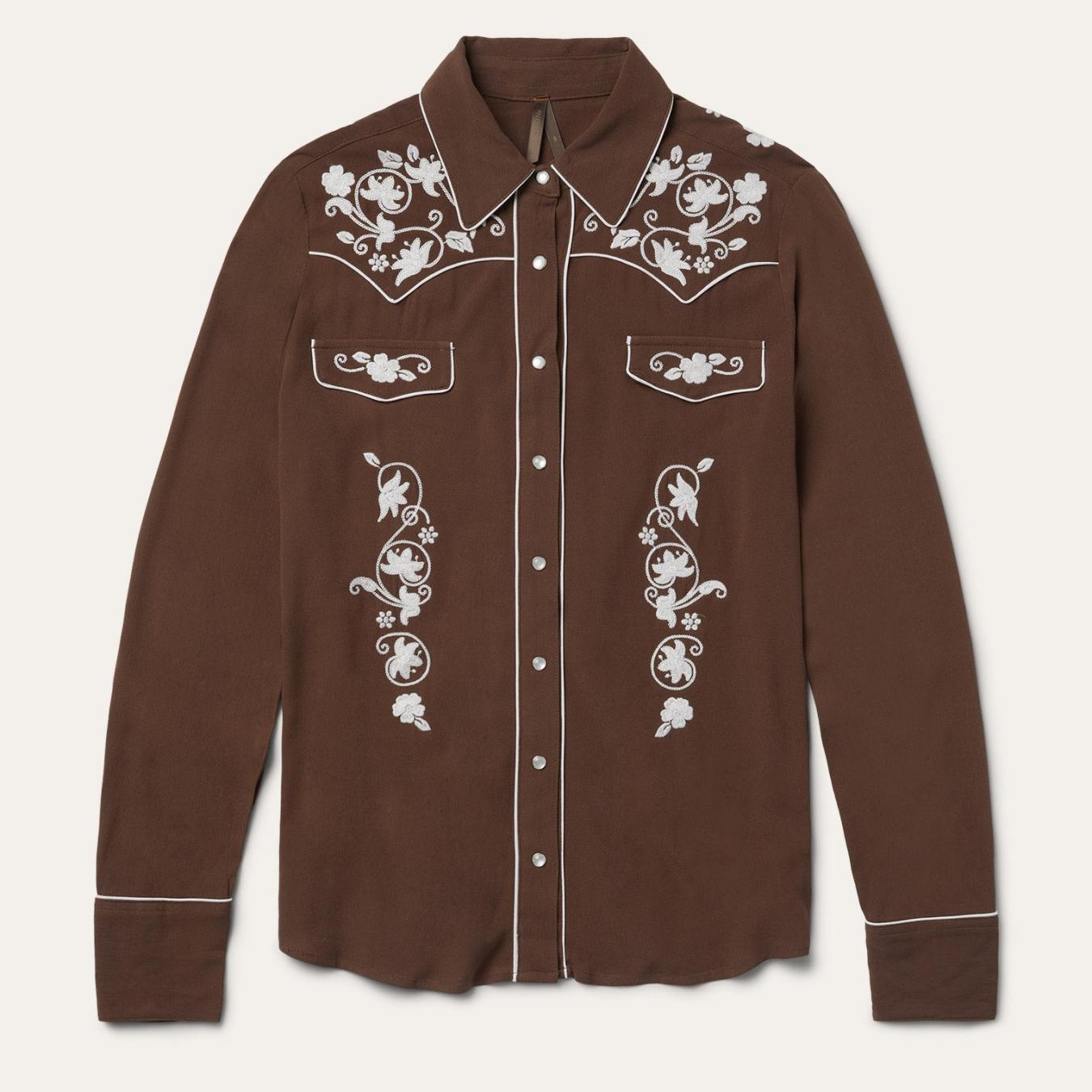 Women Western Shirts Stetson Classic Western Snap Shirt Brown